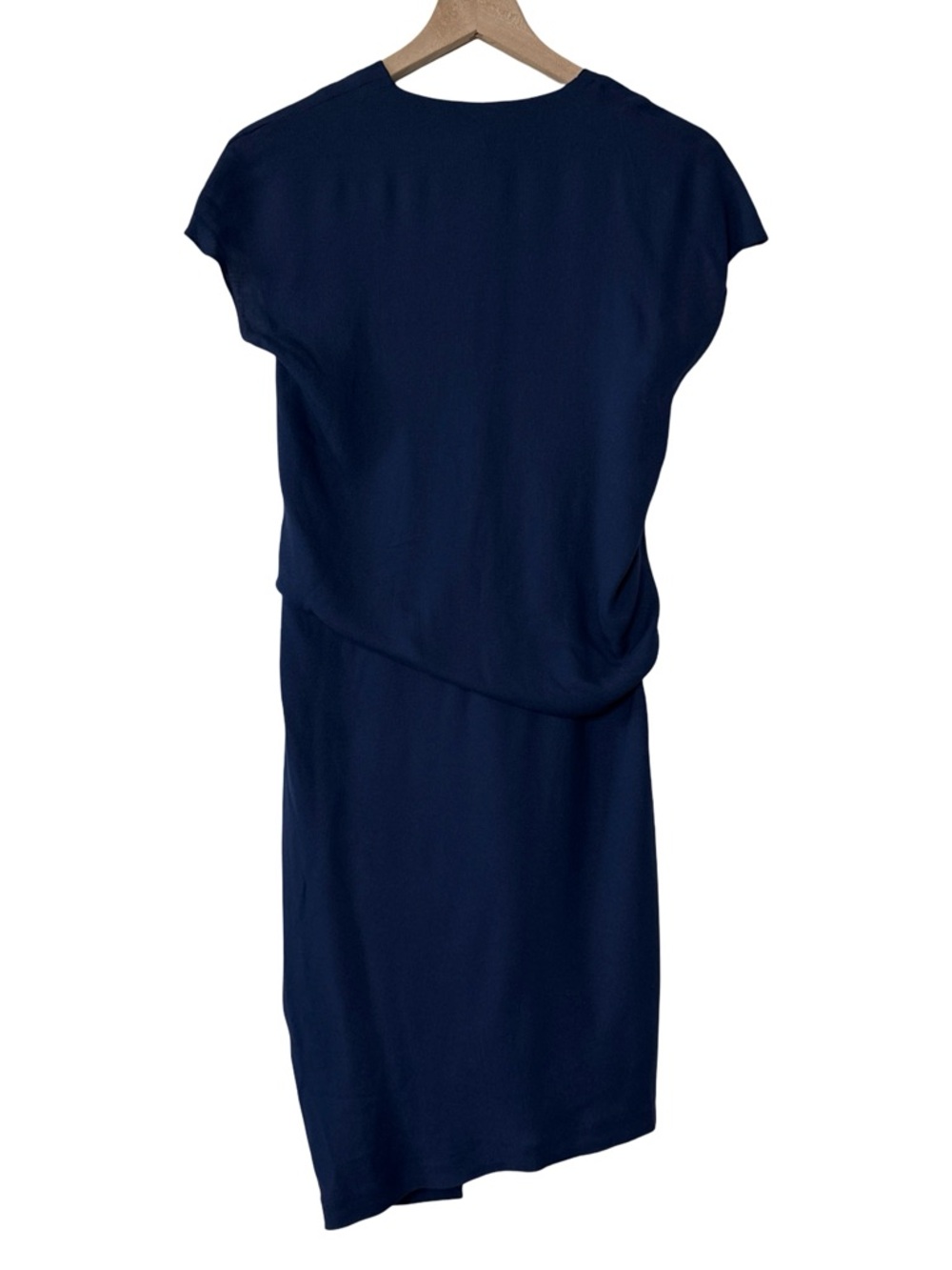 Helmut Lang Draped Tuck Dress Size 0 Navy Etch Minimalist NWT - Picture 3 of 7